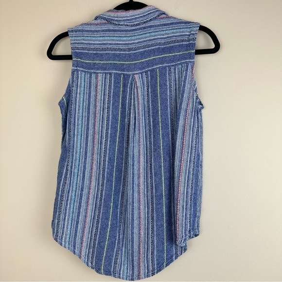 Aztec Hippie linen blend button down blouse top women’s Small by Dash - Picture 3 of 4